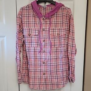 NWOT White Birch Hooded Shacket - Size Medium